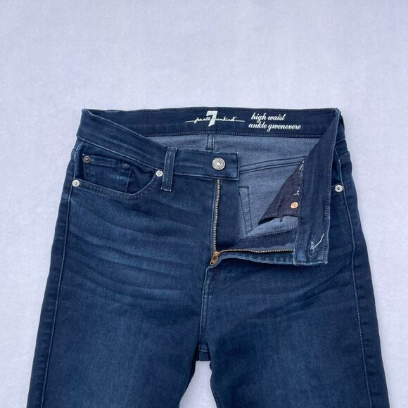 7 For All Mankind High Waist Ankle Gwenevere Dark Wash Skinny Jeans Size 28 Fall - Picture 3 of 8